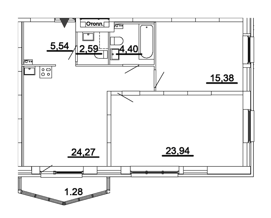 2-комнатная квартира 77.4 м², 1/17 эт., ЖК «Звезды Столиц»